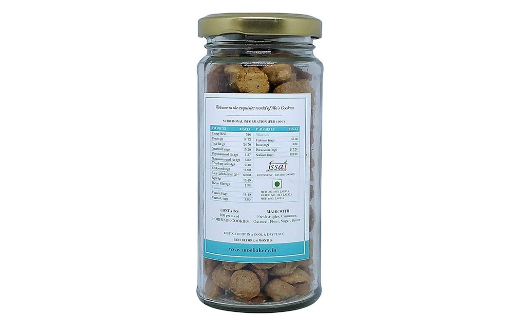 Mo's Apple Cinnamon & Oatmeal Cookies   Glass Jar  100 grams